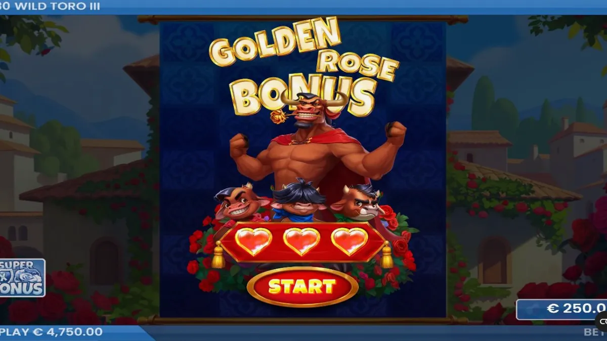 Visual penuh aksi dari slot Wild Toro 3 yang menampilkan karakter Toro dan suasana arena Spanyol.
